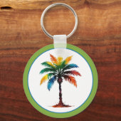 Kleurrijke Waterverf palmboom gepersonaliseerd Sleutelhanger (Voorkant)