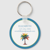 Kleurrijke Waterverf palmboom gepersonaliseerd Sleutelhanger (Achterkant)