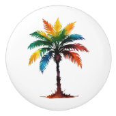 Kleurrijke Waterverf palmboom Keramische Knop (Voorkant)