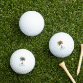 Kleurrijke Waterverf Palmboom Monogram Golfballen (Insitu Gras)