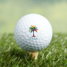 Kleurrijke Waterverf Palmboom Monogram Golfballen