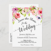Kleurrijke Waterverf Pansies Bruiloft Save the Dat Aankondigingskaart (Voorkant / Achterkant)