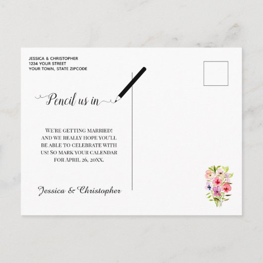 Kleurrijke Waterverf Pansies Bruiloft Save the Dat Aankondigingskaart (Achterkant)