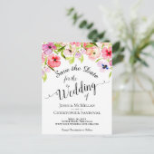 Kleurrijke Waterverf Pansies Bruiloft Save the Dat Aankondigingskaart (Staand voorkant)
