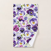 Kleurrijke Waterverf Pansy Flowers Witte Achtergro Bad Handdoek (Handdoek)