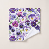 Kleurrijke Waterverf Pansy Flowers Witte Achtergro Bad Handdoek (Wasdoekje)