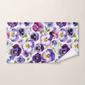 Kleurrijke Waterverf Pansy Flowers Witte Achtergro Bad Handdoek (Handdoek)