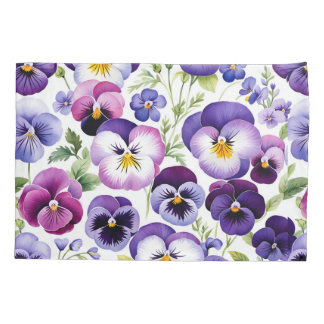 Kleurrijke Waterverf Pansy Flowers Witte Achtergro Kussensloop