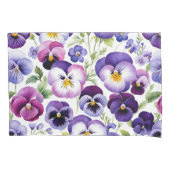 Kleurrijke Waterverf Pansy Flowers Witte Achtergro Kussensloop (Voorkant)