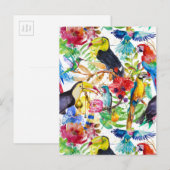 Kleurrijke Waterverf papegaaien 2 Briefkaart (Voorkant / Achterkant)