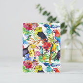 Kleurrijke Waterverf papegaaien 2 Briefkaart (Staand voorkant)