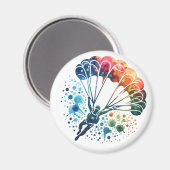 Kleurrijke Waterverf Parachutist Magneet (Voorkant / Achterkant)