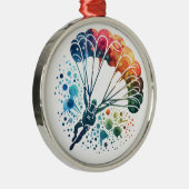 Kleurrijke Waterverf Parachutist Metalen Ornament (Rechts)