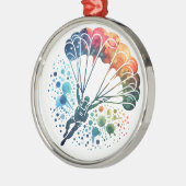 Kleurrijke Waterverf Parachutist Metalen Ornament (Links)