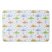 Kleurrijke Waterverf Paraplu's en Regendruppels He Badmat (Voorkant)