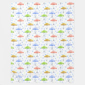 Kleurrijke Waterverf Paraplu's en Regendruppels He Fleece Deken (Voorkant)