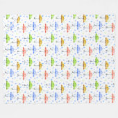 Kleurrijke Waterverf Paraplu's en Regendruppels He Fleece Deken (Voorkant (Horizontaal))