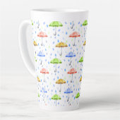 Kleurrijke Waterverf Paraplu's en Regendruppels He Latte Mok (Linkerhoek)