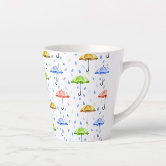 Kleurrijke Waterverf Paraplu's en Regendruppels He Latte Mok (Rechts)