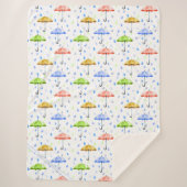 Kleurrijke Waterverf Paraplu's en Regendruppels He Sherpa Deken (Voorkant)