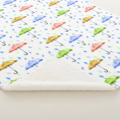 Kleurrijke Waterverf Paraplu's en Regendruppels He Sherpa Deken (3/4)