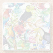 Kleurrijke Waterverf Parrots 2 Glazen Onderzetter (Achterkant)