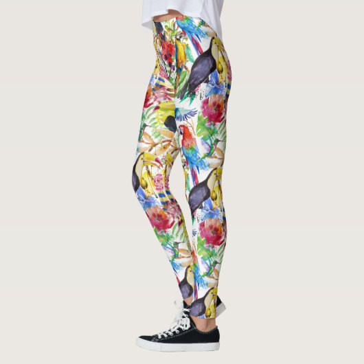 Kleurrijke Waterverf Parrots 2 Leggings (Links)
