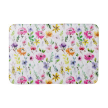 Kleurrijke Waterverf Pastel Flowers Bath Mat