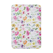 Kleurrijke Waterverf Pastel Flowers Bath Mat (Voorkant Verticaal)