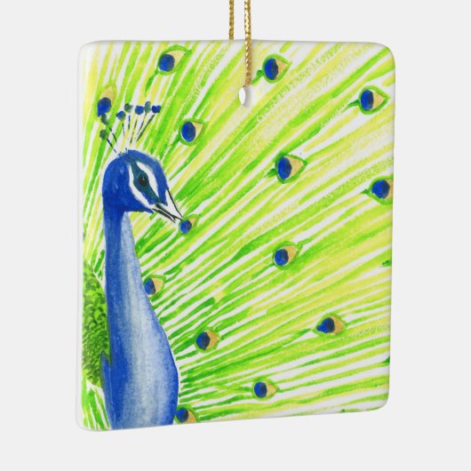 Kleurrijke Waterverf Peacock Keramisch Ornament (Rechts)