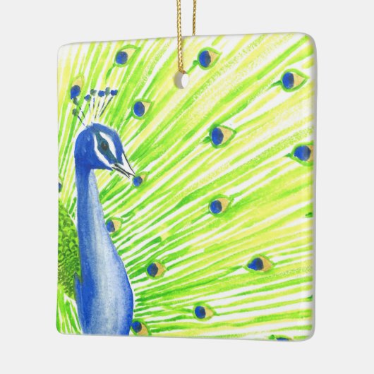 Kleurrijke Waterverf Peacock Keramisch Ornament (Links)