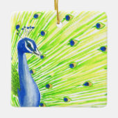 Kleurrijke Waterverf Peacock Keramisch Ornament (Voorkant)