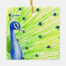 Kleurrijke Waterverf Peacock Keramisch Ornament