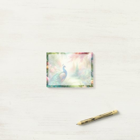 Kleurrijke Waterverf Peacock Post-it Notities Post-it® Notes (Op bureau)