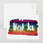 Kleurrijke waterverf penseelstreek Dank u Briefkaart (Voorkant / Achterkant)