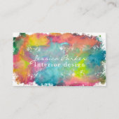 Kleurrijke waterverf penseelstreek visitekaartje (Voorkant)