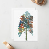 Kleurrijke Waterverf Pine Tree Art Notitiekaartje (Voorkant / Achterkant in situ)