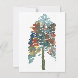 Kleurrijke Waterverf Pine Tree Art Notitiekaartje
