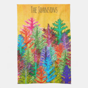 Kleurrijke Waterverf Pine Trees Kitchen Towel Theedoek