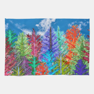 Kleurrijke Waterverf Pine Trees Kitchen Towel Theedoek