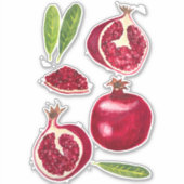 Kleurrijke Waterverf Pomegranates Herfst Fruity Sticker (Voorkant)
