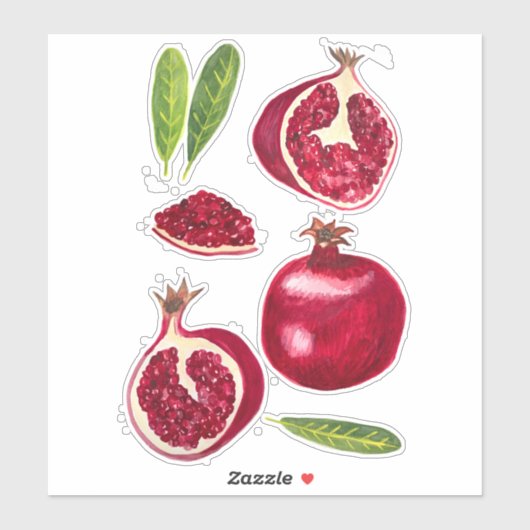 Kleurrijke Waterverf Pomegranates Herfst Fruity Sticker (Vel)
