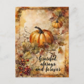 Kleurrijke Waterverf Pompoen & Herfstbladeren Oogs Briefkaart (Voorkant)