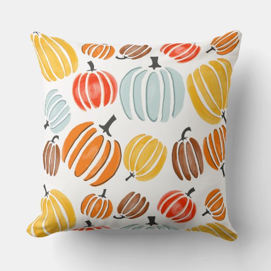 Kleurrijke waterverf pompoen illustratie, pompoen kussen (Voorkant)