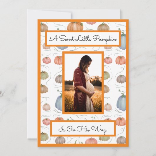 Kleurrijke Waterverf Pompoen Patch baby shower Kaart (Voorkant)