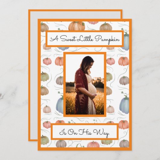 Kleurrijke Waterverf Pompoen Patch baby shower Kaart (Voorkant / Achterkant)