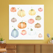 Kleurrijke Waterverf pompoen patch Canvas Afdruk (Insitu (Woonkamer))