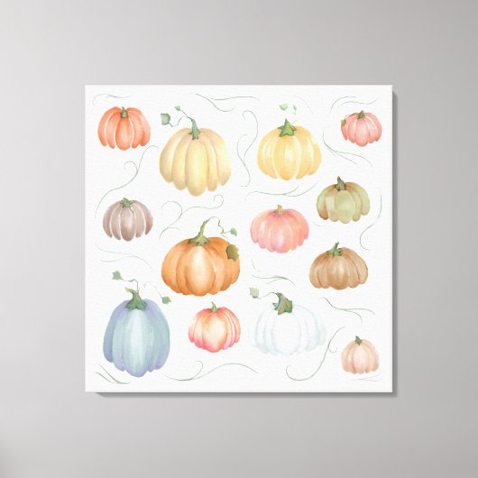 Kleurrijke Waterverf pompoen patch Canvas Afdruk (Voorkant)