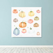 Kleurrijke Waterverf pompoen patch Canvas Afdruk (Insitu (Houten vloer))