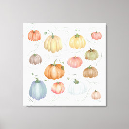 Kleurrijke Waterverf pompoen patch Canvas Afdruk